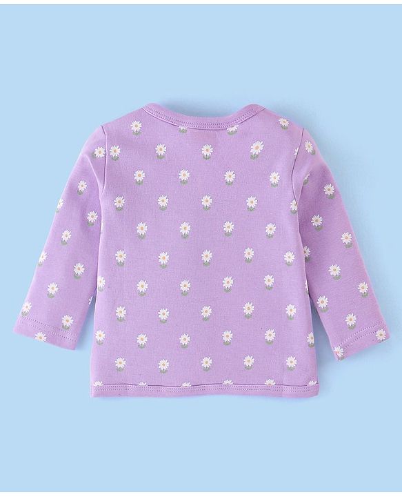 Babyhug 100% Cotton Knit Full Sleeves Front Open Jhablas Bunny Print Pack of 3 - Pink Orange & Purple