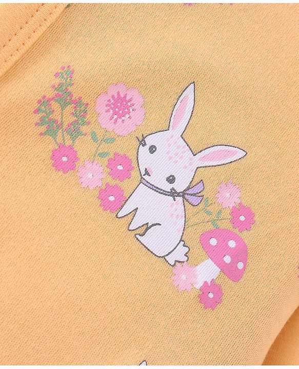 Babyhug 100% Cotton Knit Full Sleeves Front Open Jhablas Bunny Print Pack of 3 - Pink Orange & Purple