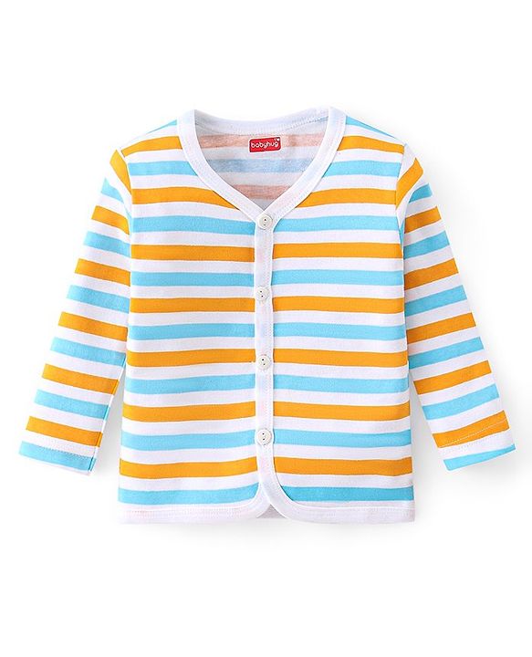 Babyhug 100% Cotton Interlock Knit Front Open Vest Stripes & Bear Print Pack of 3 - Multicolor