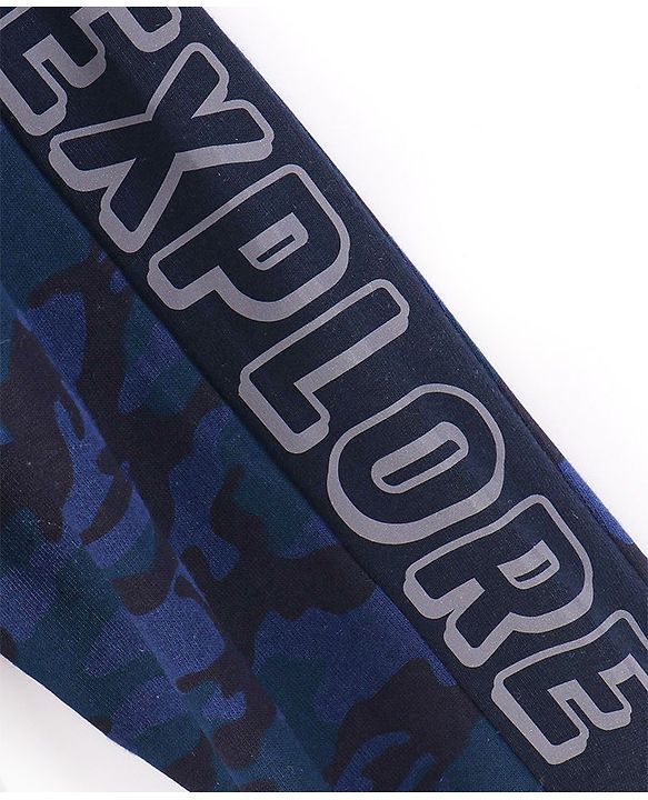 Babyhug Cotton Looper Full Length Lounge Pants Camaflouge Print - Navy Blue