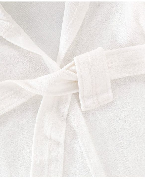 Babyhug Cotton Terry Knit Full Sleeves Solid Color Hooded Bath Robe - White