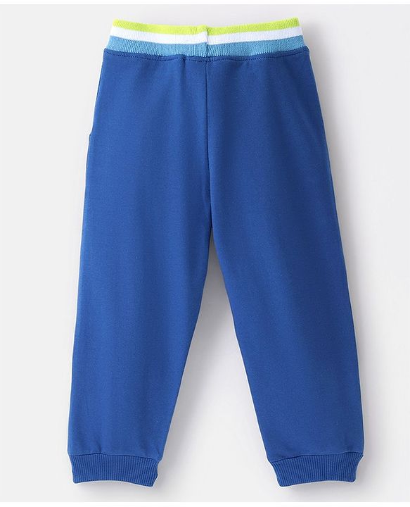Babyhug Cotton Looper Full Length Lounge Pant Text Print- Blue