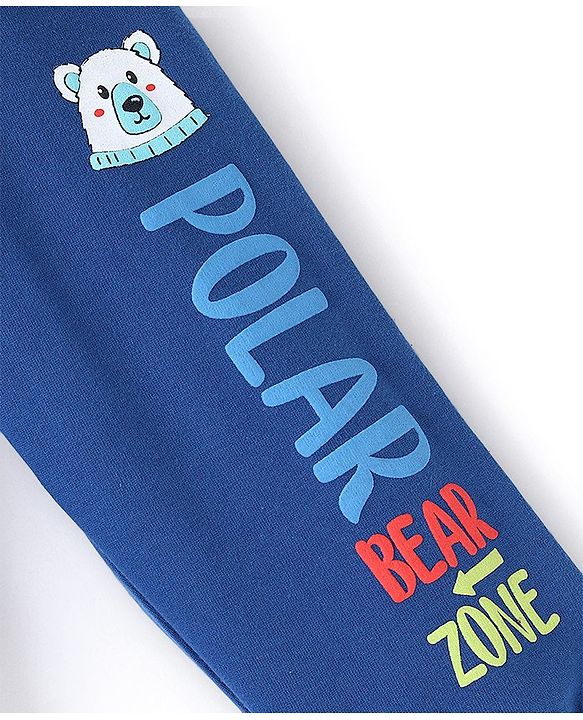 Babyhug Cotton Looper Full Length Lounge Pant Text Print- Blue
