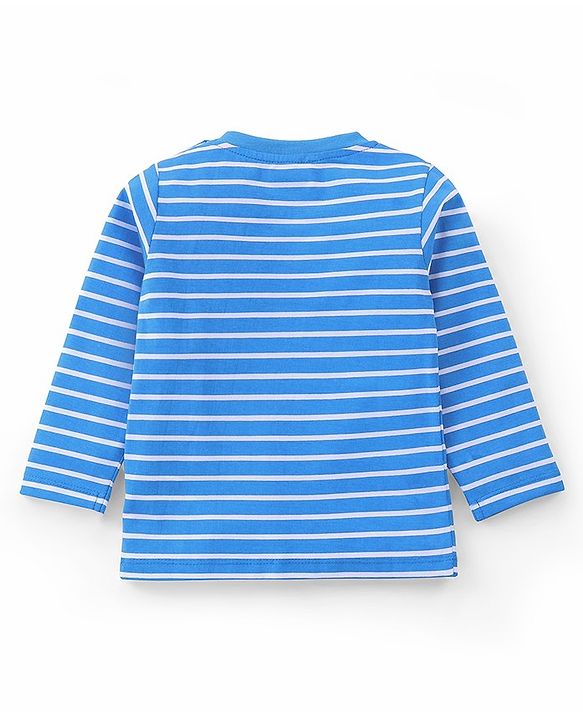 Babyhug Full Sleeves T-Shirt with Graphics Print & Striped Pack of 3 - Blue Red & Yellow
