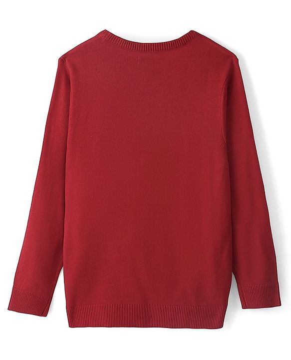 Pine Kids Full Sleeves Christmas Cat Applique Pullovers - Red
