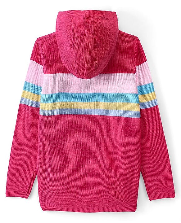 Pine Kids Full Sleeves Front Open Zipper Sweater Striped - Multicolor