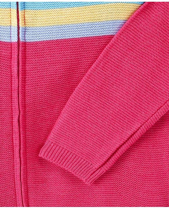 Pine Kids Full Sleeves Front Open Zipper Sweater Striped - Multicolor
