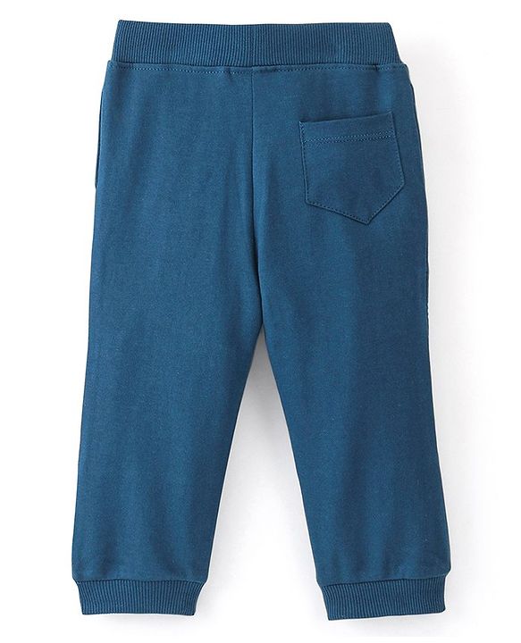 Babyhug Cotton Looper Knit Full Length Lounge Pant Text Printed - Navy Blue
