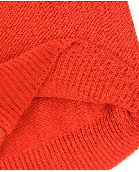Pine Kids Knitted Full Sleeves Stiped Front Open Zipper Hooded Sweater - Orange