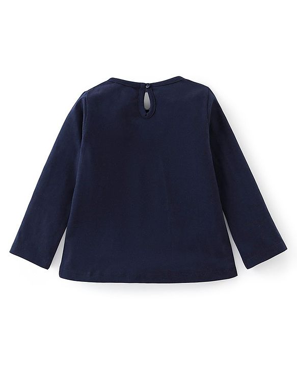 Babyhug Cotton Knit Full Sleeves T-Shirt With Text Graphics - Navy Blue