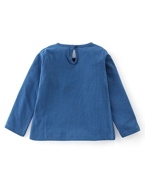 Babyhug Cotton Knit Full Sleeves T-Shirt With Text Graphics - Blue