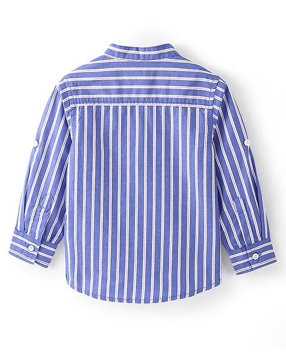 Babyhug 100% Cotton Woven Full Sleeves Striped Shirt - Blue