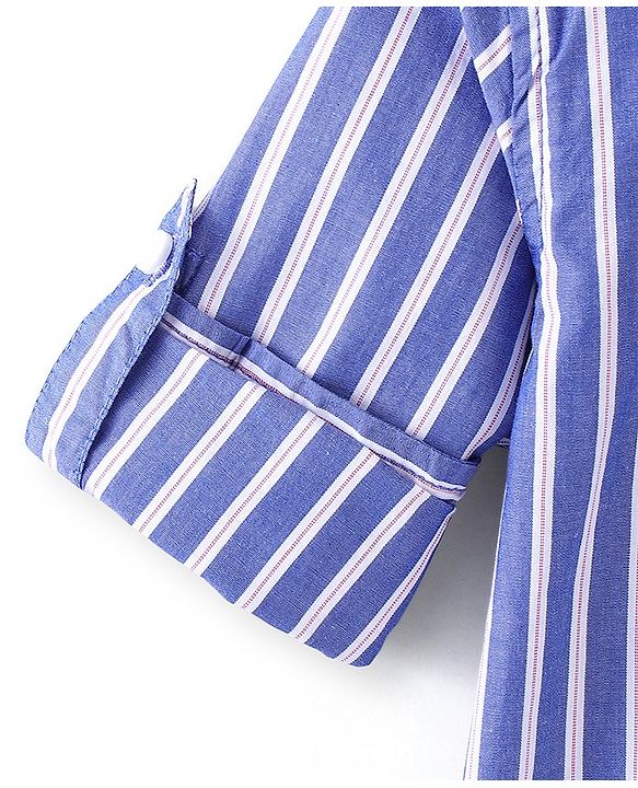 Babyhug 100% Cotton Woven Full Sleeves Striped Shirt - Blue