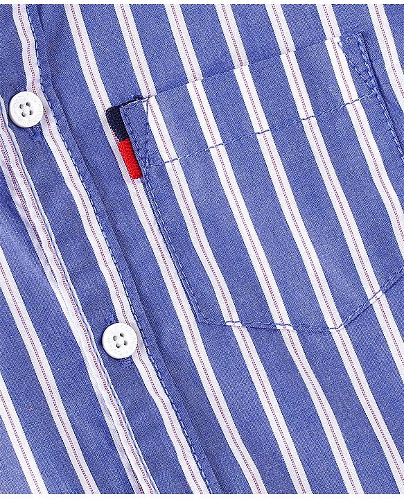 Babyhug 100% Cotton Woven Full Sleeves Striped Shirt - Blue