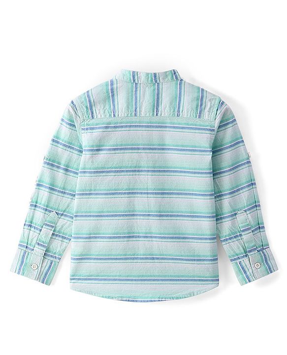 Babyhug Cotton Woven Full Sleeves Shirt Striped - Blue