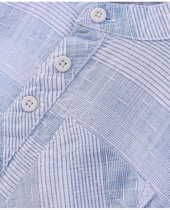 Babyhug Cotton Full Sleeves Mandarin Collared Striped Kurta Shirt - Blue