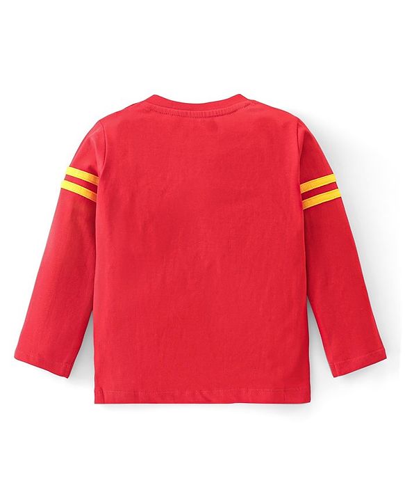 Babyhug Cotton Knit Full Sleeves T-Shirt Text Print - Red