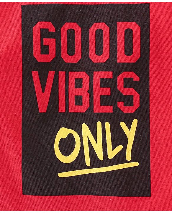 Babyhug Cotton Knit Full Sleeves T-Shirt Text Print - Red