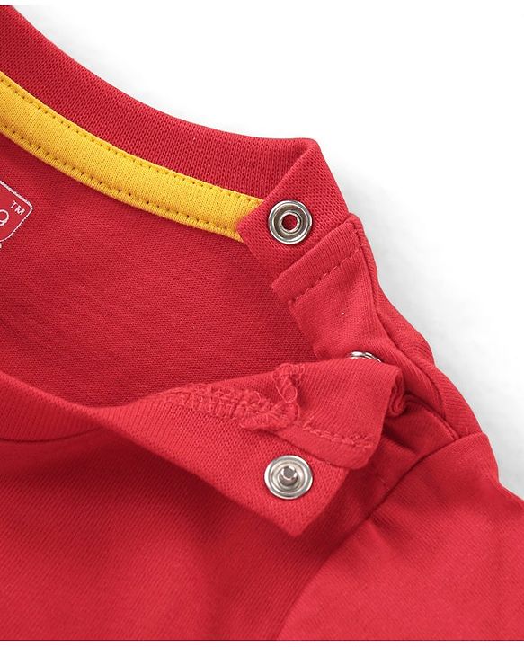 Babyhug Cotton Knit Full Sleeves T-Shirt Text Print - Red