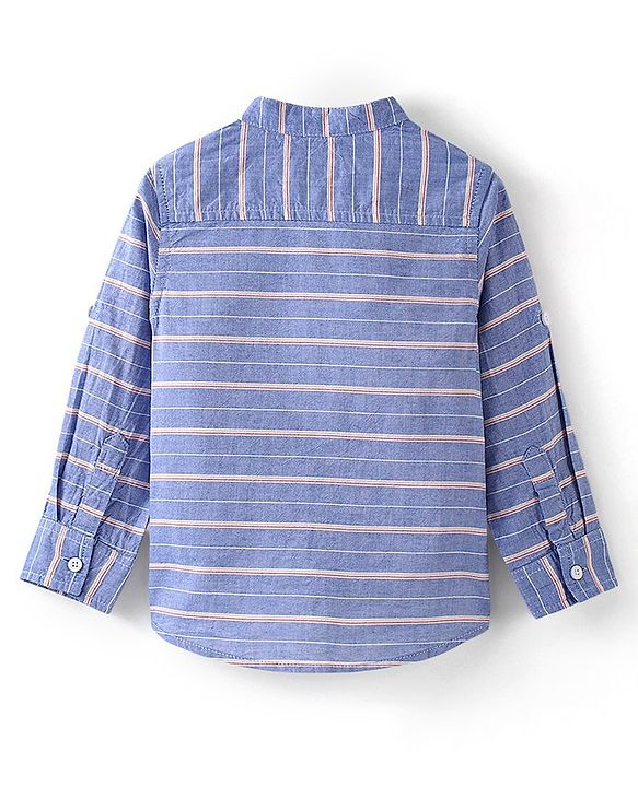 Babyhug 100% Cotton Woven Full Sleeves Striped Shirt - Blue