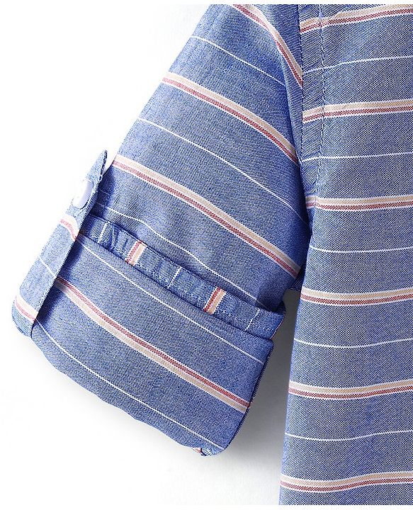Babyhug 100% Cotton Woven Full Sleeves Striped Shirt - Blue