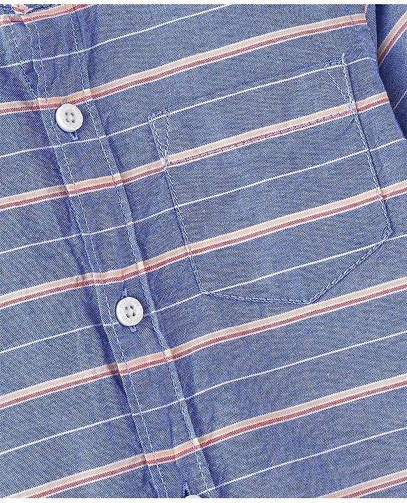 Babyhug 100% Cotton Woven Full Sleeves Striped Shirt - Blue