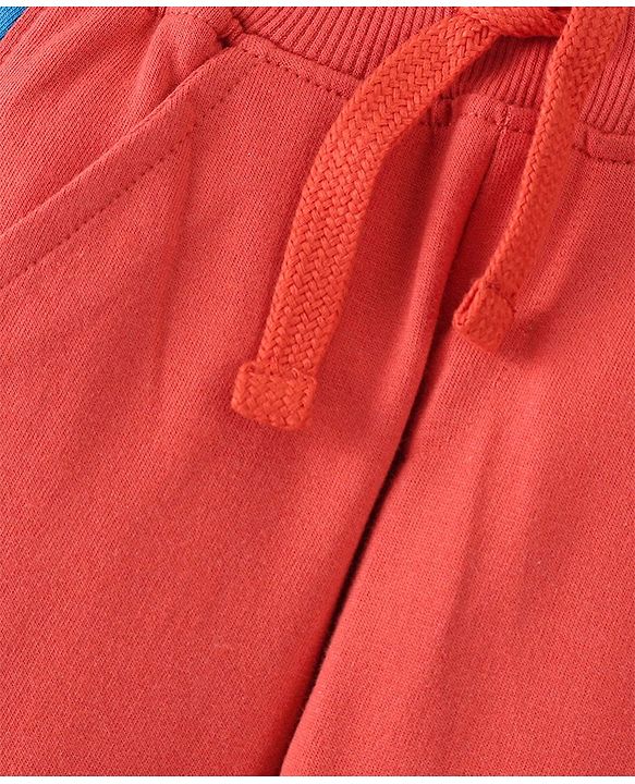 Babyhug Cotton Looper Knit Full Length Lounge Pant Text Printed - Maroon