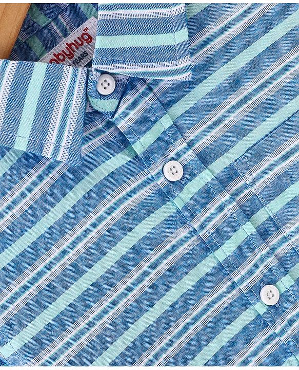 Babyhug Cotton Woven Full Sleeves Striped Shirt - Blue