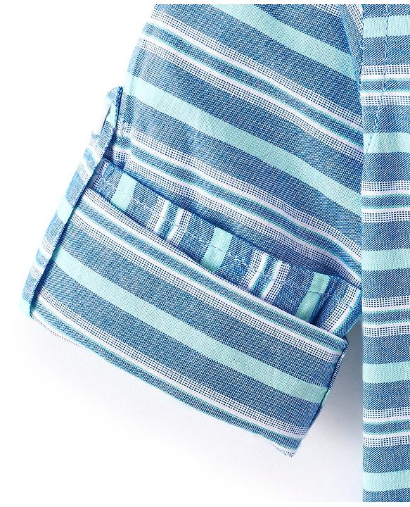 Babyhug Cotton Woven Full Sleeves Striped Shirt - Blue