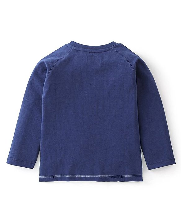Babyhug Cotton Knit Full Sleeves T-Shirt with Alligator Graphics Print - Blue