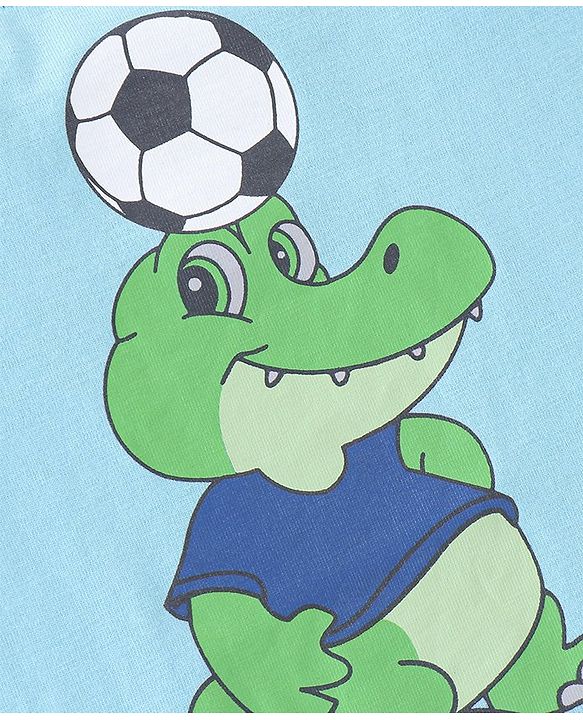 Babyhug Cotton Knit Full Sleeves T-Shirt with Alligator Graphics Print - Blue