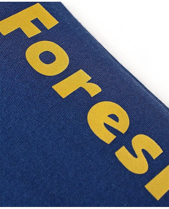 Babyhug Cotton Looper Knit Full Length Lounge Pant Bear Printed - Navy Blue