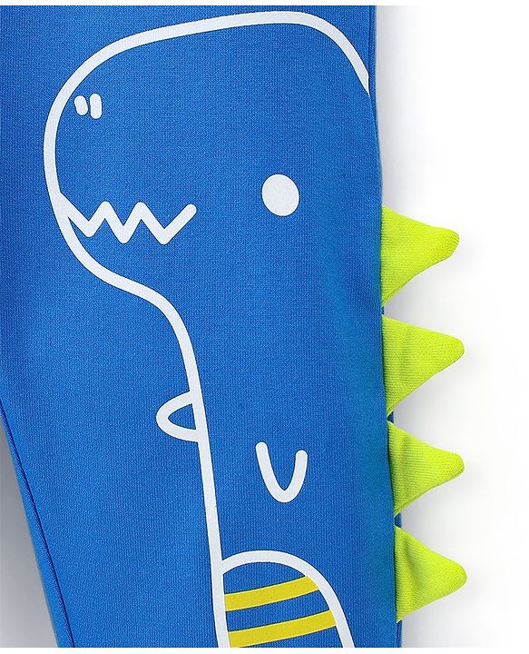 Babyhug Cotton Looper Knit Full Length Lounge Pant Dino Printed - Blue
