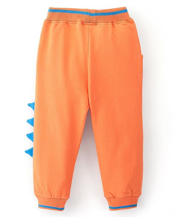 Babyhug Cotton Looper Full Length Lounge Pant Dino Printed - Orange