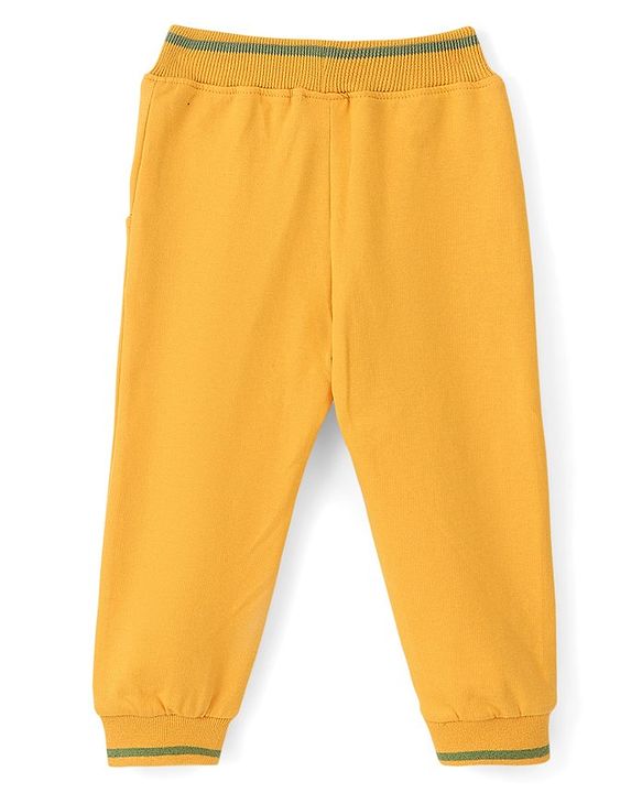 Babyhug Cotton Looper Knit Full Length Lounge Pant Crocodile Printed - Yellow