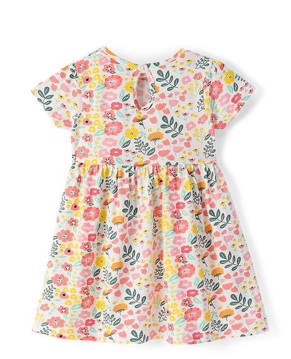 Babyhug Knit Half Sleeves Floral Printed Frocks Pack of 2 - Red & White