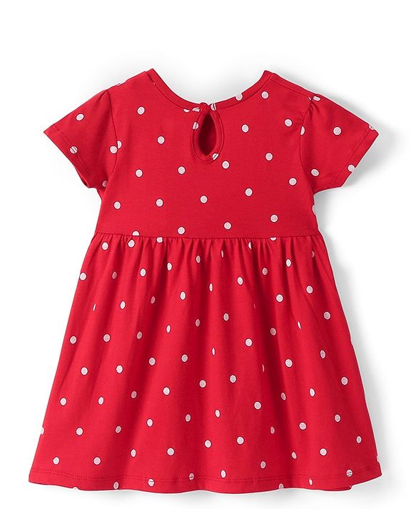 Babyhug Knit Half Sleeves Floral Printed Frocks Pack of 2 - Red & White