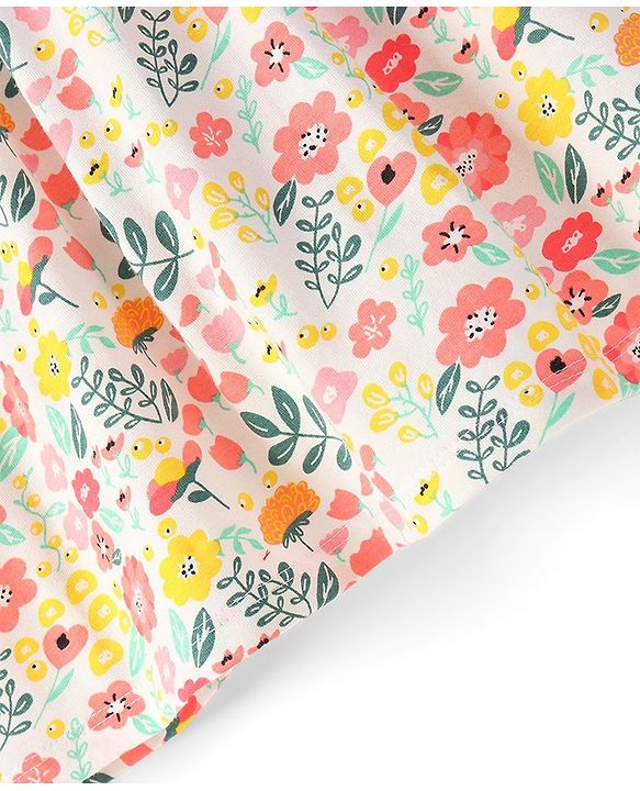 Babyhug Knit Half Sleeves Floral Printed Frocks Pack of 2 - Red & White