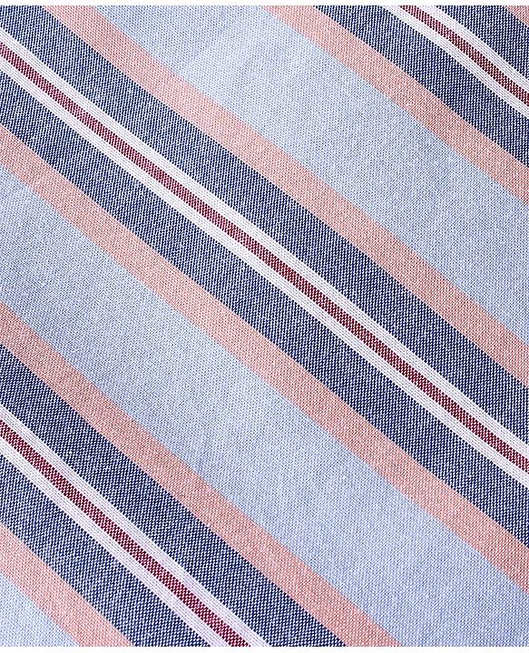 Babyhug Cotton Half Sleeves Mandarin Collared Striped Shirt - Blue