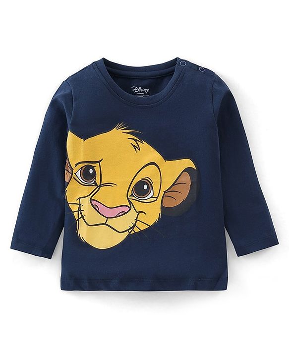 Babyhug Cotton Full Sleeves T-Shirt With Lion King Graphics- Navy Blue