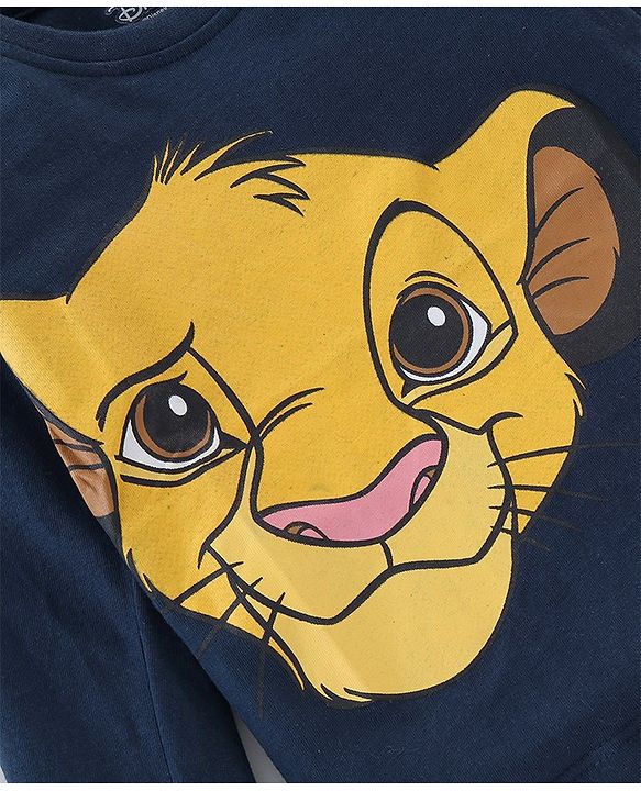 Babyhug Cotton Full Sleeves T-Shirt With Lion King Graphics- Navy Blue