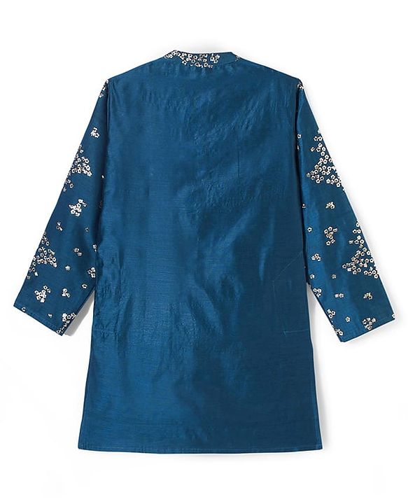 Pine Kids Full Sleeves Sequins Embroidery Kurta & Pajama Set - Blue