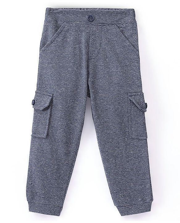 Babyhug Cotton Knit Full Length Lounge Pant with side Pockets - Navy Blue
