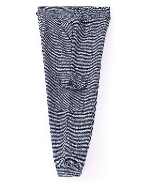 Babyhug Cotton Knit Full Length Lounge Pant with side Pockets - Navy Blue