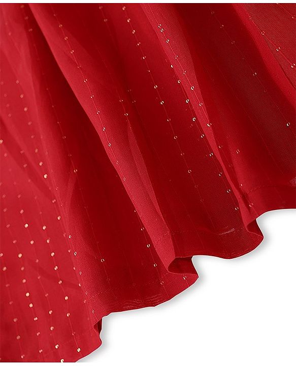 Pine Kids Three Fourth Sleeves Kurti Salwar Set Floral Embroidery - Red