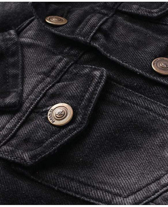 Pine Kids Full Sleeves Washed Denim Jackets - Black
