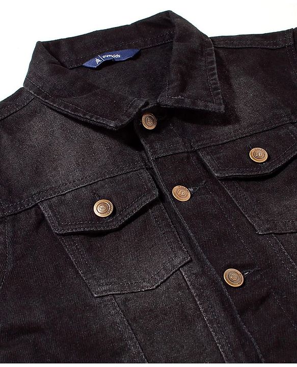 Pine Kids Full Sleeves Washed Denim Jackets - Black
