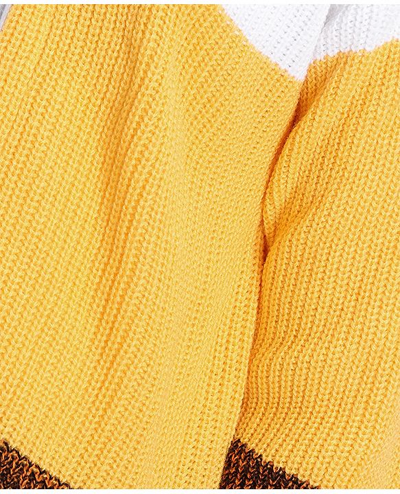 Pine Kids Front Open Sweater With Colour Block Design - Yellow White & Brown