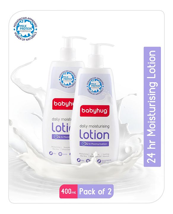 Babyhug Milk Protein Formula Daily Moisturising Lotion Pack of 2 - 400 ml Each