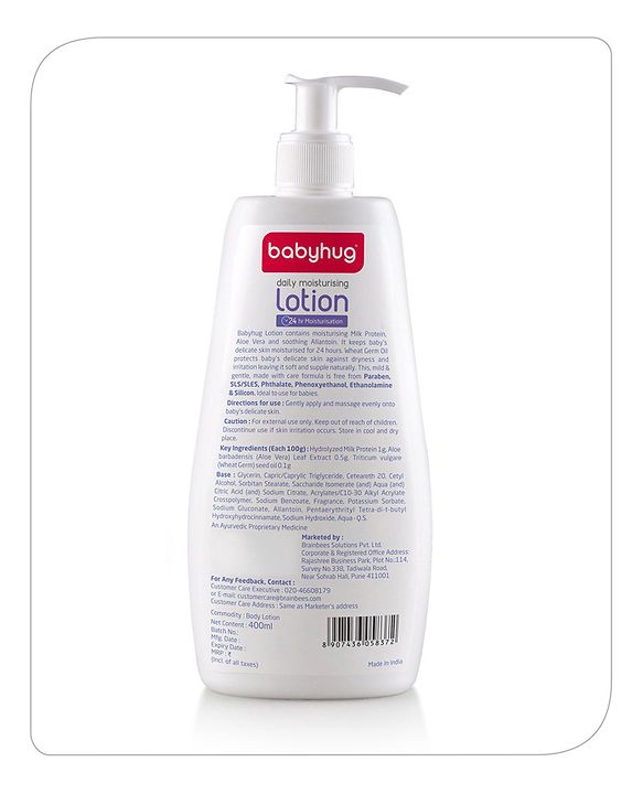 Babyhug Milk Protein Formula Daily Moisturising Lotion Pack of 2 - 400 ml Each